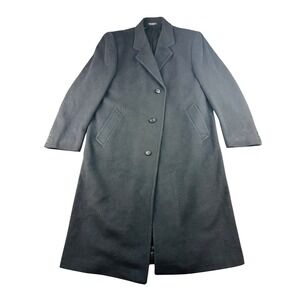 Silver Cloud Overcoat Men L Black Solid Cashmere Wool Blend Italy Woven Fabric